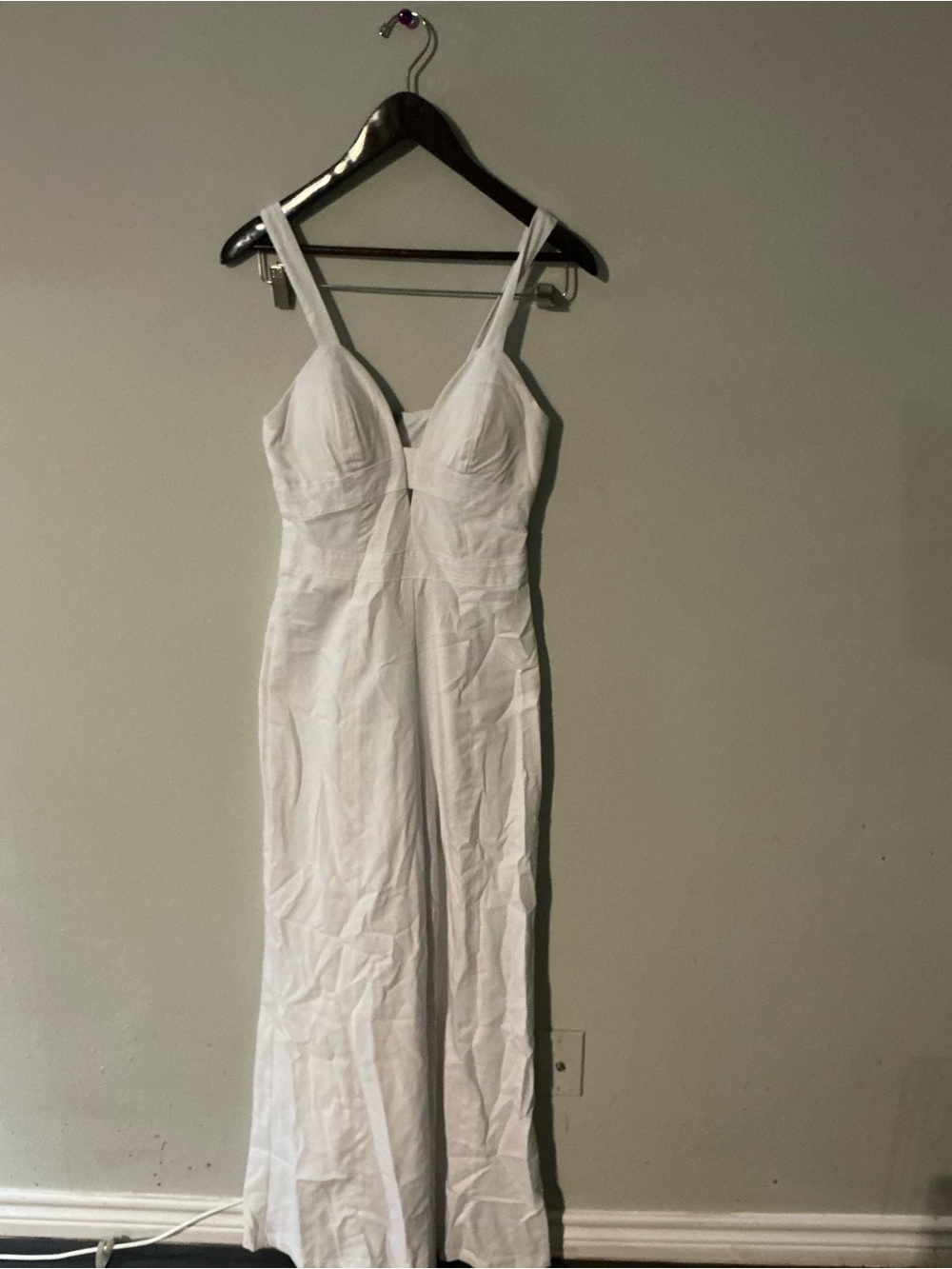 XOXO White Sleeveless Wide-Leg Jumpsuit with Structured Bust